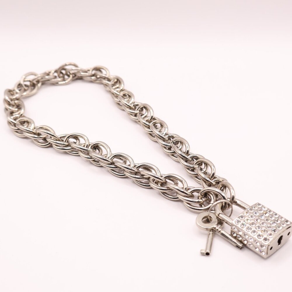 Stainless Steel Lock & Key Necklace - Picture 3 of 4